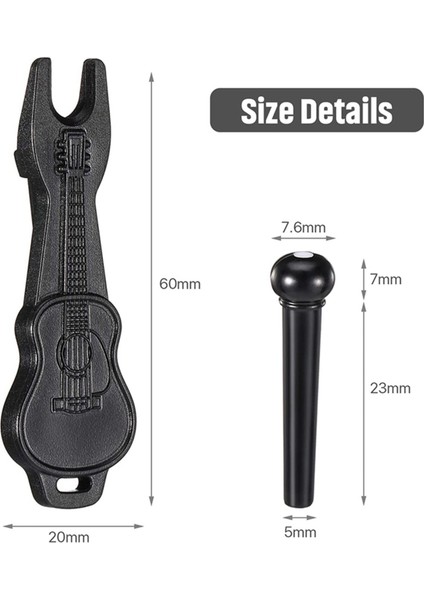 180 Parça Akustik Gitar Köprü Pimleri Beyaz ve Siyah 5 Parça Köprü Pimi Çektirme Sökücü ile Gitar (Yurt Dışından)