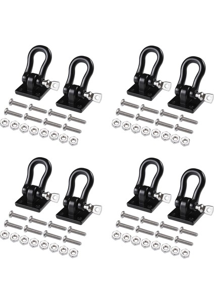 8 Adet Römork Çekme Tokası Çekme Kancaları Metal Tırmanma Römork Prangaları 1/10 Rc Araba Kamyon Tırmanma Araba (Siyah) (Yurt Dışından)