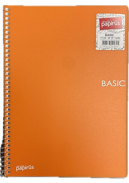 Basıc 17*24 cm Pp Kapak 60 Yaprak Kareli Defter Turuncu