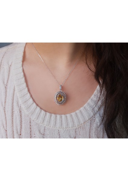 Oval Sitrin Taşlı Pırlanta Kolye 0404P0055 fiyatları