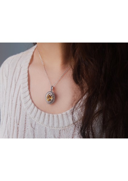 Oval Sitrin Taşlı Pırlanta Kolye 0404P0055 modelleri