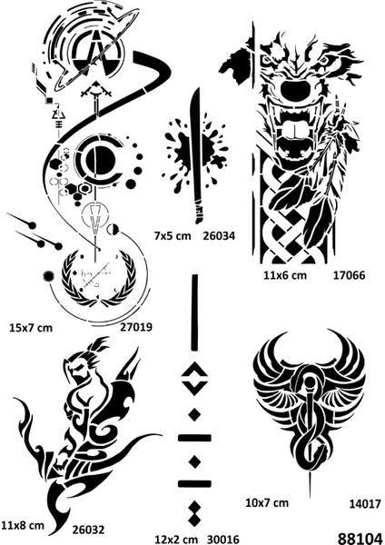 Fantastik Karizmatik Modeller Spray Tattoo Geçici Dövme Seti Dark Siyah Sprey