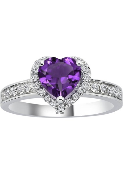 Pırlanta Ve Kalp Kesim Ametist Taşlı Yüzük 0404R0089 fiyatları