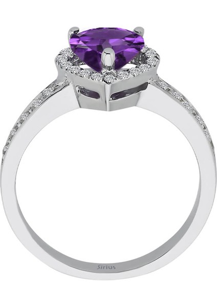 Pırlanta Ve Kalp Kesim Ametist Taşlı Yüzük 0404R0089 modelleri