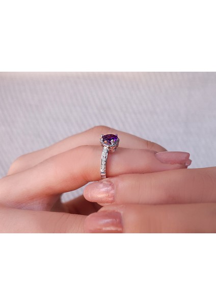 Pırlanta Ve Kalp Kesim Ametist Taşlı Yüzük 0404R0089 indirimleri