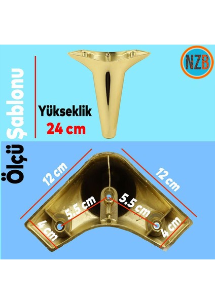 Mobilya Kanepe Sehpa Puf Tv Ünitesi Baza Koltuk Ayağı Gold Altın Renk 24 cm Ayak fırsatları