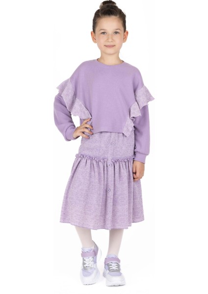 Kız Çocuk Kolu Fırfırlı Sweatshırt