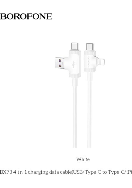 Borofone 4in1 Arada 60W Type-C'den Type-C'ye Hızlı Şarj Usb/tip-C Veri Kablosu Ip Samsung Xiaomi Huawei Vivo Tüm Universa Akıllı Telefonlar Için Tip-C/ıp Arayüz Kablosu BX73