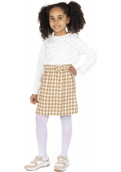 Kız Çocuk Fiyonklu Tüvit Etek