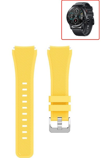 Honor Magic Watch 2 46MM Akıllı Saat Uyumlu Kordon Tırtık Desenli Tokalı Silikon Kayış
