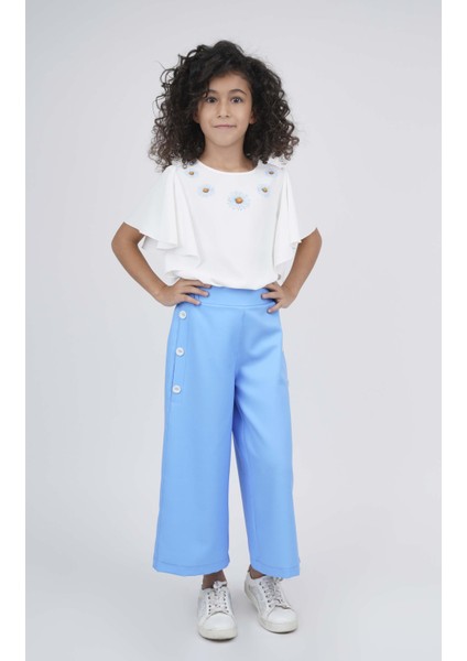 Kız Çocuk Kolları Volanlı Bluz