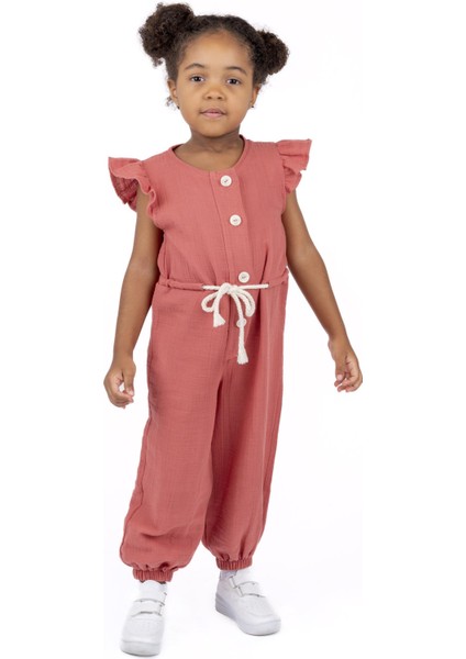 Kız Çocuk Kolu Fırfırlı Tulum