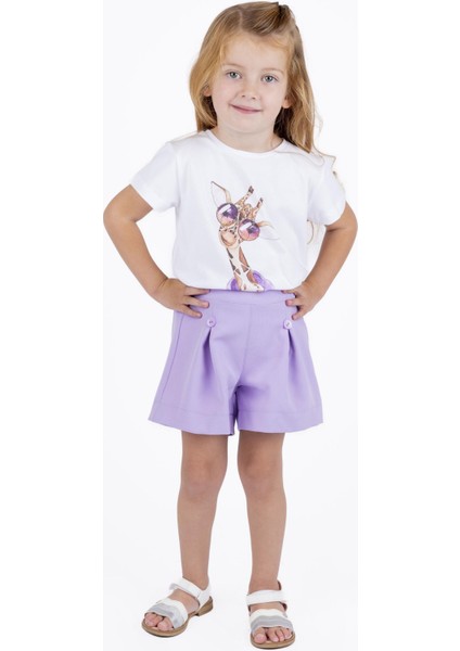 Kız Çocuk Süs Düğmeli Şort modelleri