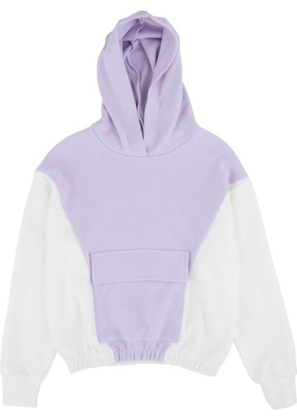 Kız Çocuk Blok Renkli Kapüşonlu Sweatshırt indirimleri