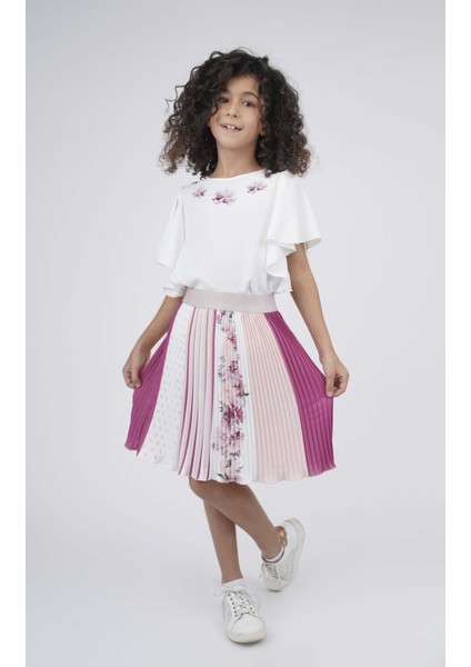 Kız Çocuk Kolları Volanlı Bluz BK22YK9564