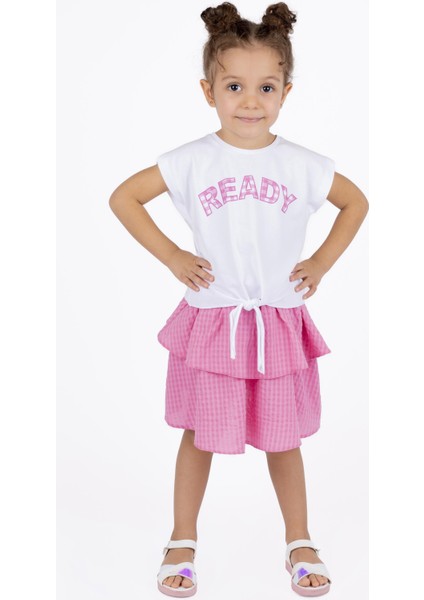 Kız Çocuk Beli Lastikli Volanlı Etek