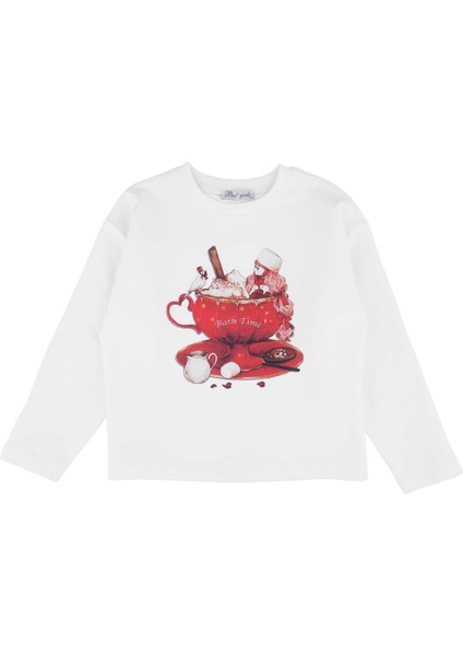 Kız Çocuk Ekru Baskılı Sweatshirt fiyatları