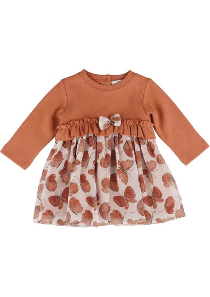 Kız Bebek Baskılı Tül Detaylı Elbise modelleri