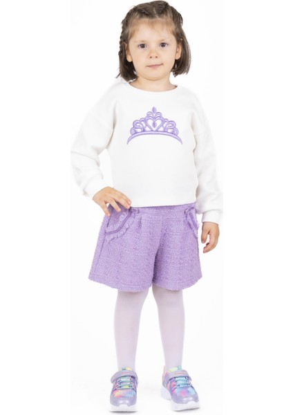 Kız Çocuk Lila Tüvit Şort