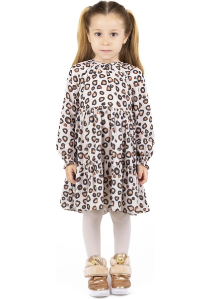 Kız Çocuk Leopar Desenli Elbise