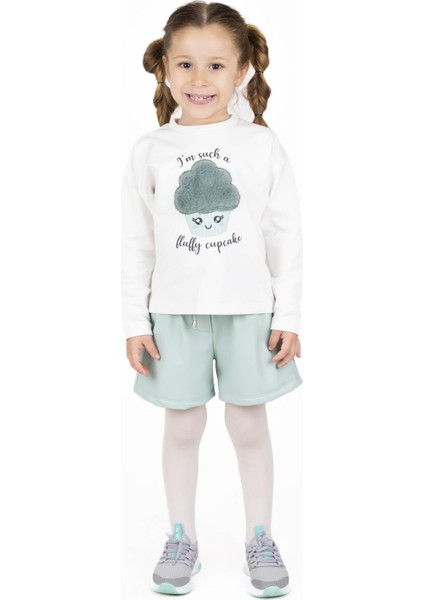 Kız Çocuk Ekru-mint Cupcake Işlemeli Sweatshirt fırsatları
