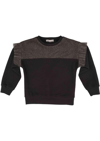 Kız Çocuk Siyah Blok Tüllü Sweatshirt fiyatları