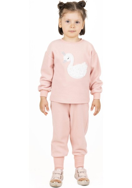 Kız Çocuk Kuğu Işlemeli Sweatshırt
