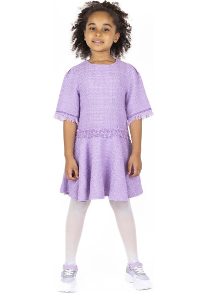 Kız Çocuk Kolu Püsküllü Elbise