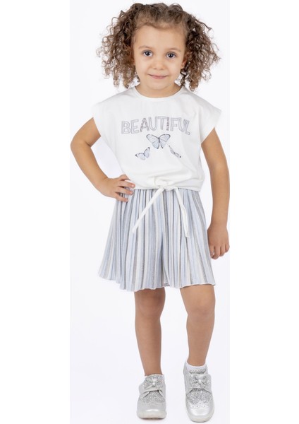 Kız Çocuk Baskılı Bel Bağlamalı Bluz