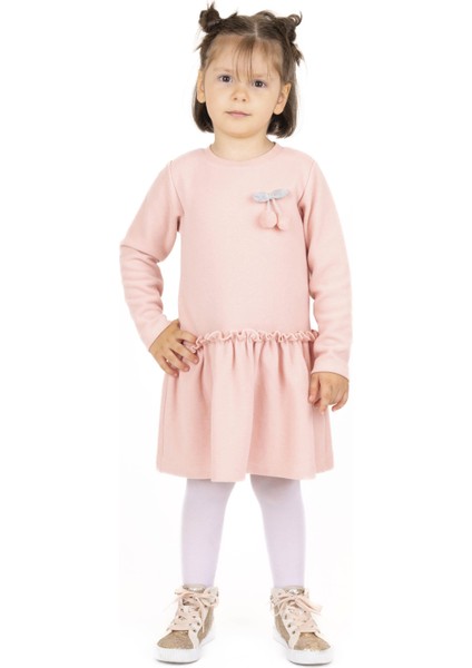 Kız Çocuk Kiraz Broşlu Elbise BB23KK12196