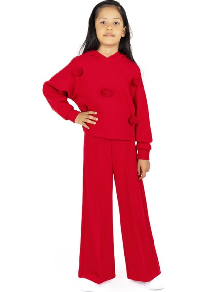 Kız Çocuk Kapüşonlu Ponponlu Sweatshırt