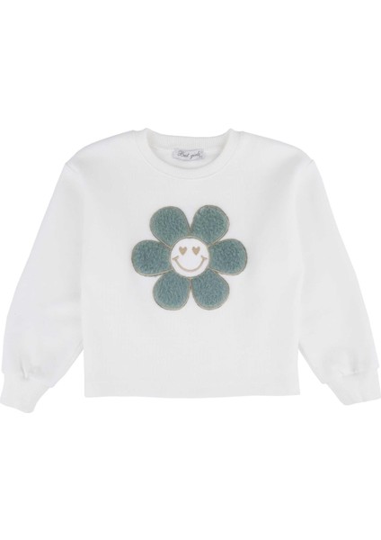 Kız Çocuk Papatya Işlemeli Sweatshırt indirimleri