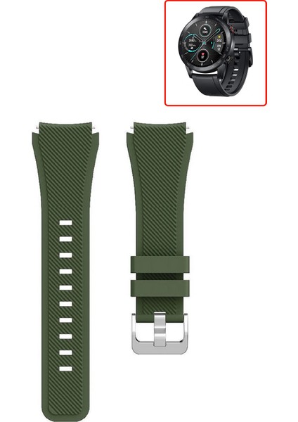 Honor Magic Watch 2 46MM Akıllı Saat Uyumlu Kordon Tırtık Desenli Tokalı Silikon Kayış