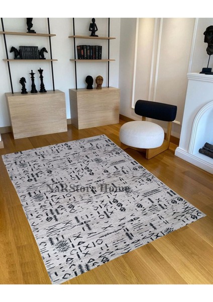 Iskandinav Kabartmalı Krem Kaymaz Taban Yıkanabilir Kesme Yolluk Halı modelleri