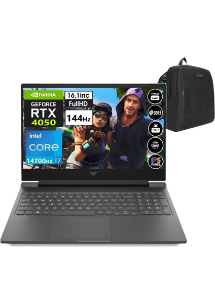 Hp Victus 16-R1050NT Intel Core I7 14700HX 64GB Ddr5 Ram 1tb SSD 6gb RTX4050 16.1 Inç 144Hz IPS Fhd WINDOWS11HOME Taşınabilir Bilgisayar VCS9J252EAW17+WEBLEGELSINÇANTA