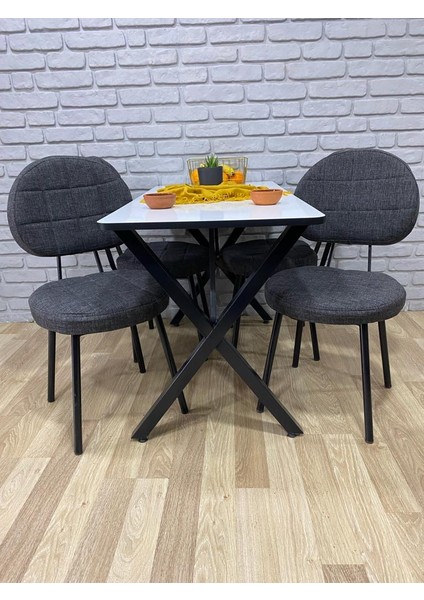 Bambeds Mobilya Masa Takımı, Yemek Masası, Mutfak Masası, Balkon Masası - 60X120 Beyaz