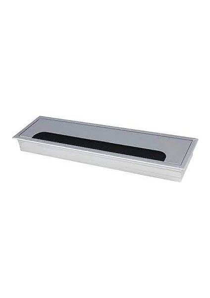 Masaüstü Metal Kablo Kanalı Kapağı 8X16 cm Mat Krom 1 Adet 2