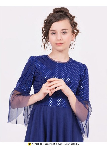 Kız Çocuk Mezuniyet Elbisesi Tüllü Kısakol Pul Detaylı Günlük Stil Beyaz modelleri