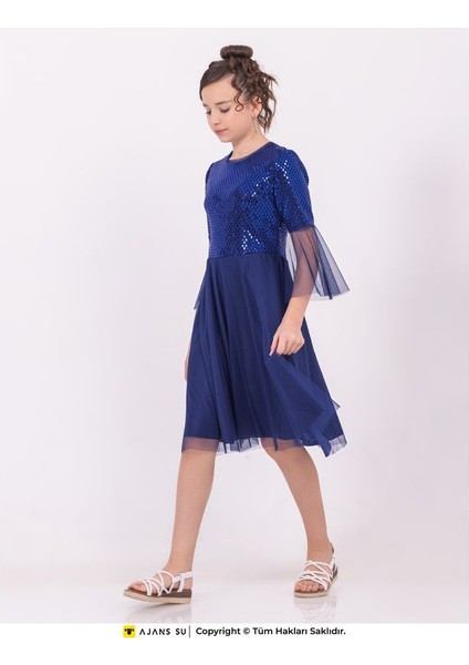 Kız Çocuk Mezuniyet Elbisesi Tüllü Kısakol Pul Detaylı Günlük Stil Beyaz fırsatları