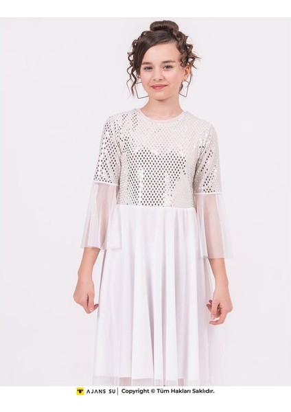 Tüllü Kısakol Pul Detaylı Mezuniyet Kız Çocuk Elbise indirimleri