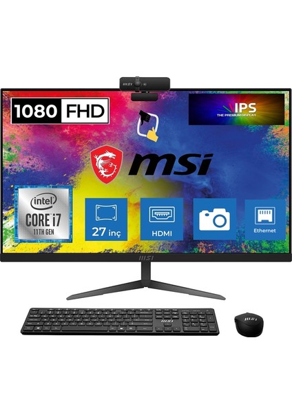 Msı Modern AM271 11M-01704TR Intel Core I7 1165G7 32GB 1tb HDD+256GB SSD Windows 11 Home 27" Fhd IPS All In One Bilgisayar Snertech