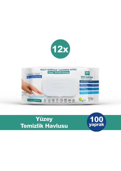 Iz Bırakmaz Yüzey Temizleme Havlusu Karbonat & Beyaz Sirke 100 Yaprak 1200 Yaprak