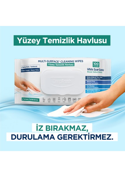 Iz Bırakmaz Yüzey Temizleme Havlusu Karbonat & Beyaz Sirke 100 Yaprak 1200 Yaprak