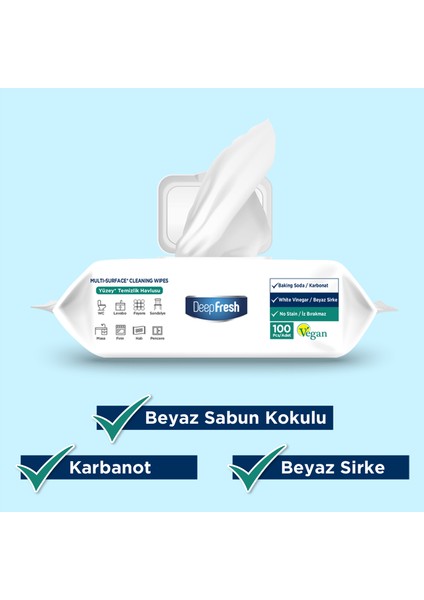 Iz Bırakmaz Yüzey Temizleme Havlusu Karbonat & Beyaz Sirke 100 Yaprak 1200 Yaprak