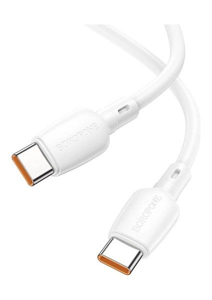 Şarj Kablo 100W Type-C To Type-C Hızlı Şarj ve Data Kablosu Uzunluk 1 Metre Beyaz Usb-C To Usb-C BX93