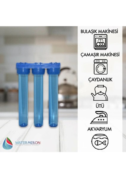 Daire Bina Sayaç Girişi 20" 3 Aşama Su Arıtma Cihazı (Koku ,pas ,çamur Önleyici Yumuşatma Sistemi) modelleri