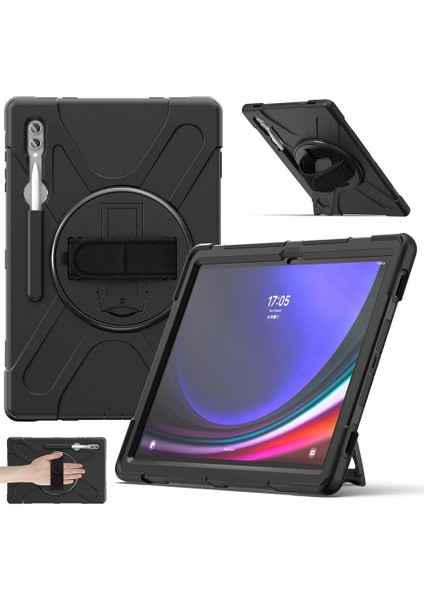 Galaxy Tab S8 Ultra 14.6" SM-X900 Uyumlu Kılıf Askılı Standlı Defender Üstün Koruma Zırh Tank