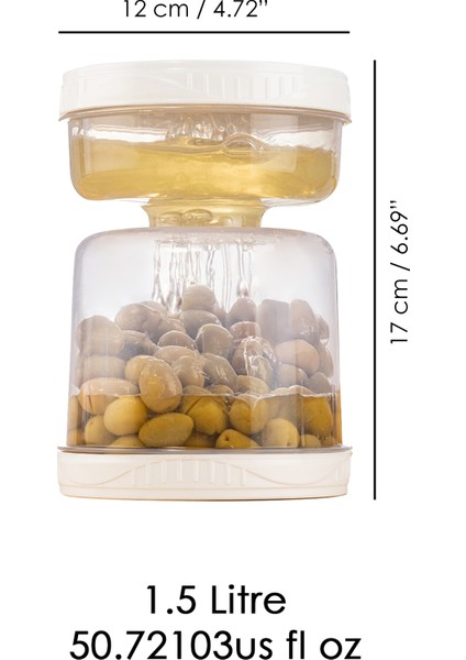 4'lü Set Süzgeçli Sızdırmaz Turşuluk Çevir Kullan Zeytinlik Saklama Kabı 1,5 Lt Şeffaf indirimleri