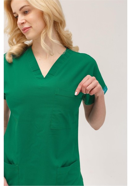 Kadın Likralı Yarasa Kol Hemşire Doktor Takım Ameliyathane Yeşili modelleri