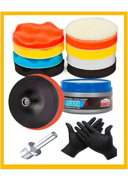 Polisaj Ped Seti Detaylı Temizleme Fırçası Eldiven Çizik Onarıcı Ilaç Jel Set